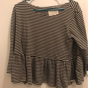 Free People black and white stripe peplum shirt